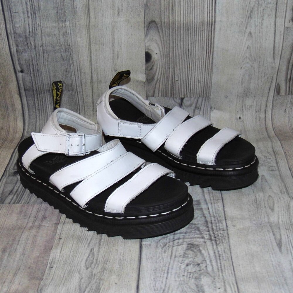 DR. MARTENS Blaire White Platform Sandals Womens Size 9